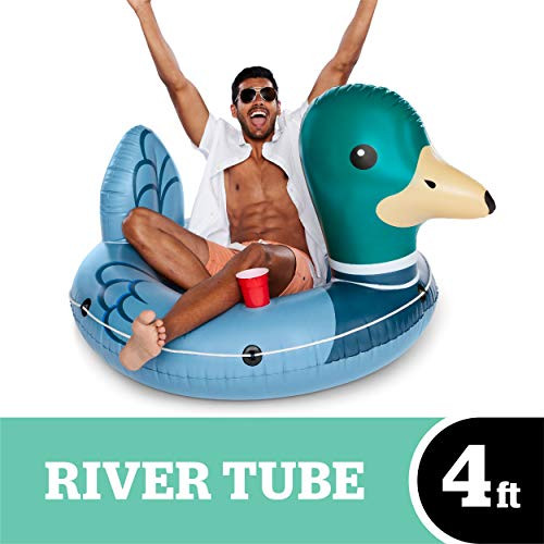 BigMouth Inc Driftin' Duck River Raft, Giant Inflatable River Tube with Rope, Funny Float