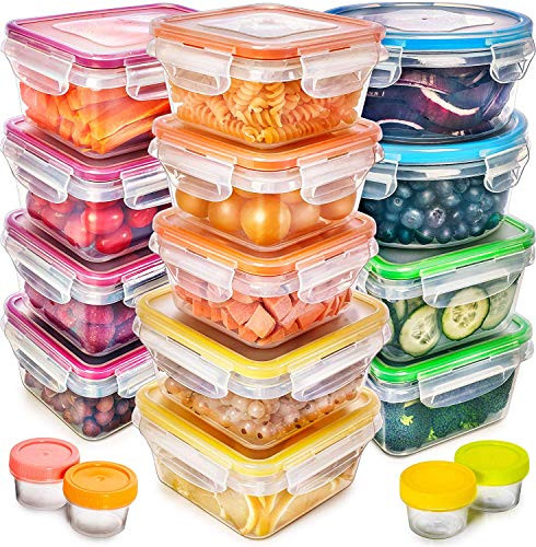 Food Storage Containers with Lids - Plastic Food Containers with Lids - Plastic Containers with Lids Storage (17 Pack) - Plastic Storage Containers with Lids Food Container Set BPA-Free Containers