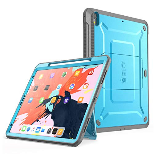 SUPCASE UB Pro Series Case for iPad Pro 11,2018, Support Pencil Charging with Built-in Screen Protector Full-Body Rugged Kickstand Protective Case for iPad Pro 11 inch 2018 Release (Blue)