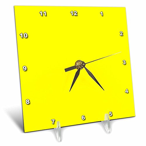 3dRose LLC Yellow Tone Desk Clock, 6 by 6-Inch