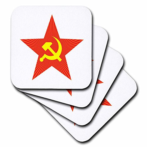 3dRose cst_159598_3 Soviet Star. Soviet Union. Communism-Ceramic Tile Coasters, Set of 4