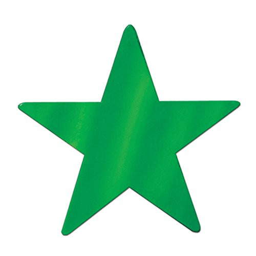 Beistle 55839-G Foil Star Cutouts, 24 Pieces, 12", Green