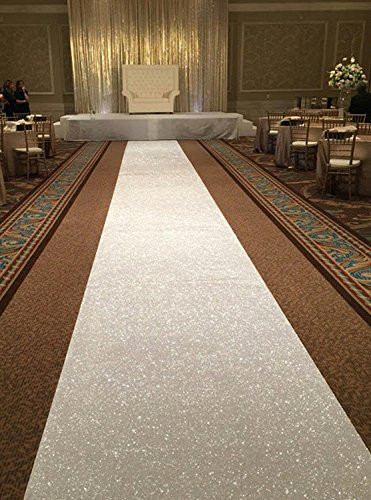 TRLYC 24Inch by 15FT Iridescent Sequin Wedding Aisle Runner Marriage Ceremony Bridal Carpet Wedding Aisle Runner Indoor Wedding Aisle Runner
