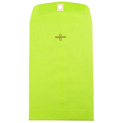 JAM PAPER 6 x 9 Open End Catalog Colored Envelopes with Clasp Closure - Ultra Lime Green - 100/Pack