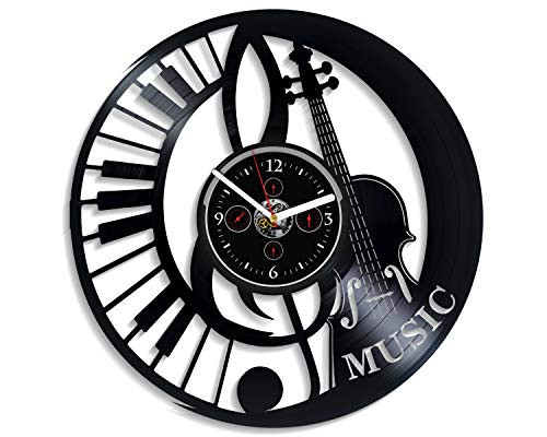 Kovides Violin Music Wall Clock 12 Inch Music Vintage Clock Music Retro Clock Vintage Vinyl Record Retro Wall Clock Music Art Birthday Gift Violin Music Gift New Year Gift Handmade Wall Clock