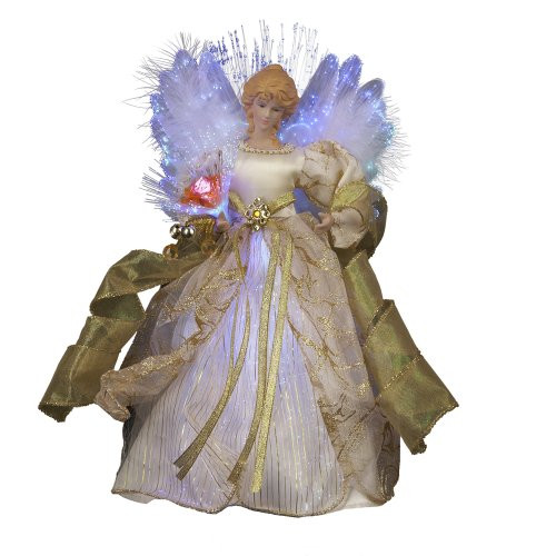 Kurt Adler CUL Fiber Optic LED Angel Christmas Treetop Figurine, 12-Inch, Ivory and Gold Kurt Adler CUL Fiber Optic LED Angel Christmas Treetop Figurine, 12-Inch, Ivory and Gold
