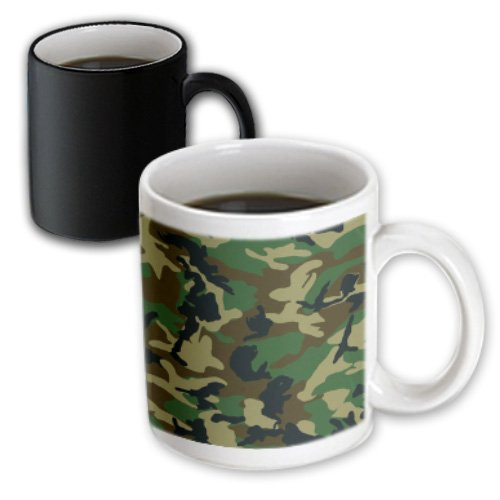 3dRose Green Camouflage Print, Magic Transforming Mug, 11-Ounce