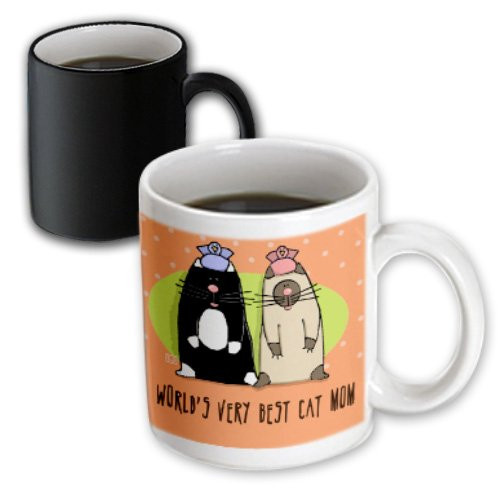 3dRose World's Best Cat Mom Cute Cartoon Kittens Pets Animals Magic Transforming Mug, 11-Ounce