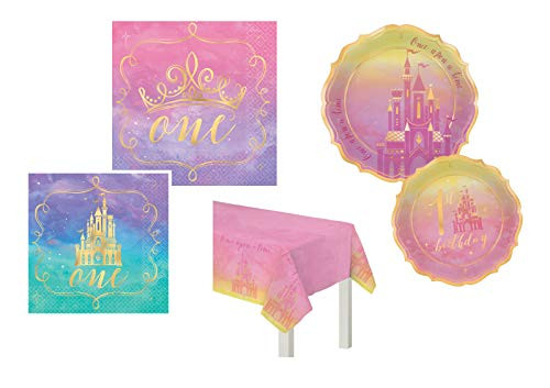 Amscan Disney Princess Once Upon a Time 1st Birthday Party Bundle, 16 Guests