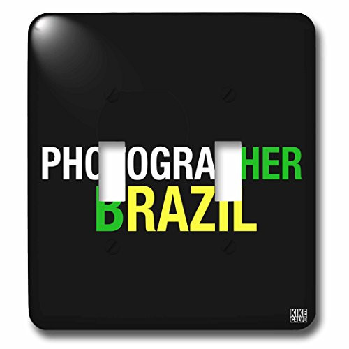 3dRose LSP_66424_2 Green Photographer Design with Brazil in Yellow Text Double Toggle Switch, Multicolor