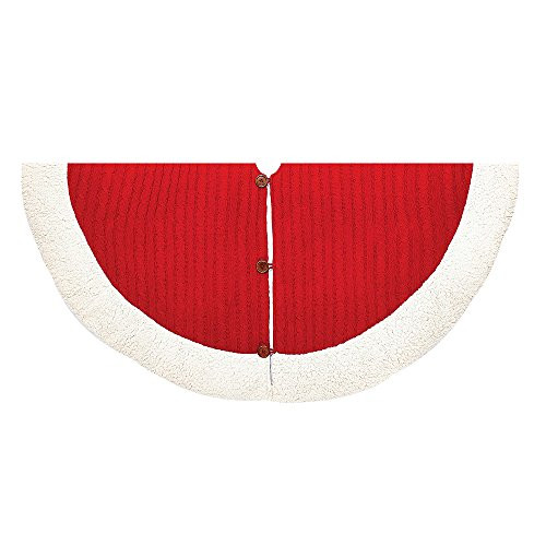 Kurt Adler 48-Inch Red and White Cable Knit Treeskirt Kurt Adler 48-Inch Red and White Cable Knit Treeskirt
