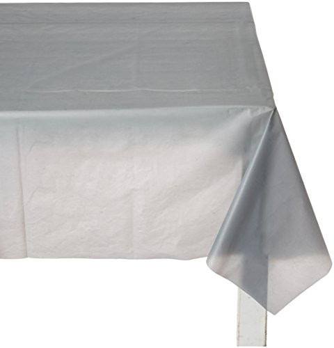 Amscan Rectangular Silver Plastic Table Cover | Party Tableware, 12 Ct.