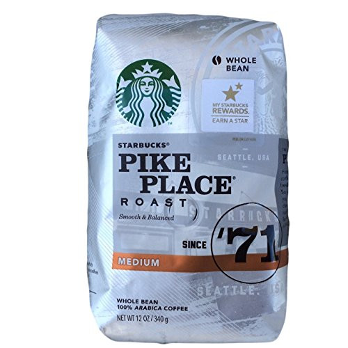 Starbucks Pike Place Roasted Whole Beans 12 Oz. (Pack of 3)