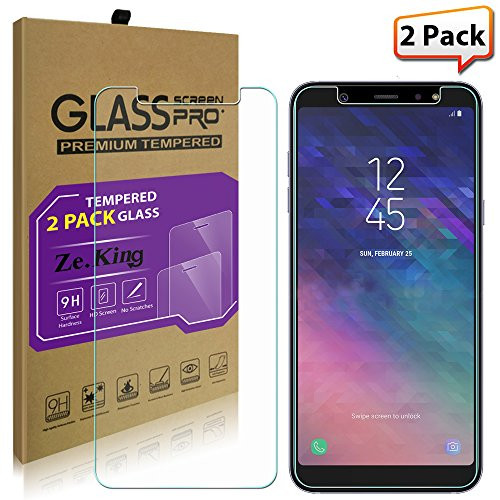 [2-Pack] Samsung Galaxy A6 Tempered Glass Screen Protector, ZeKing 0.33mm 2.5D Edge 9H Hardness [Anti Scratch][Anti-Fingerprint] Bubble Free, Lifetime Replacement Warranty