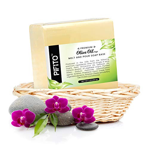 Pifito Olive Oil Melt and Pour Soap Base (5 lb) ? Bulk Premium 100% Natural Glycerin Soap Base ? Luxurious Soap Making Supplies