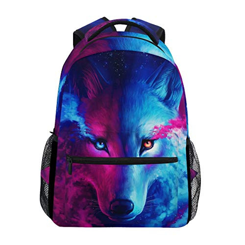 ZZKKO Animal Wolf Colorful Boys Girls School Computer Backpacks Book Bag Travel Hiking Camping Daypack