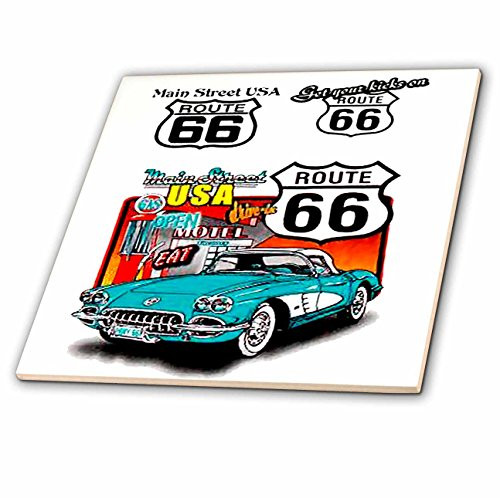 3dRose ct_1010_4 Route 66-Ceramic Tile, 12-Inch
