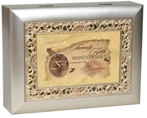 Cottage Garden 25th Anniversary Silvertone Gold Inlay Jewelry Music Box Plays Unchained Melody Cottage Garden 25th Anniversary Silvertone Gold Inlay Jewelry Music Box Plays Unchained Melody