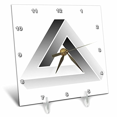 3dRose Escher S Impossible Triangle on White Background - Desk Clock, 6 by 6-Inch (dc_24272_1)