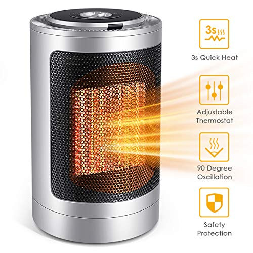 FFDDY Space Heater, Indoor 750W/1500W Ceramic Electric Heater for Home/Office/Bedroom and Bathroom, Personal Desk Heater