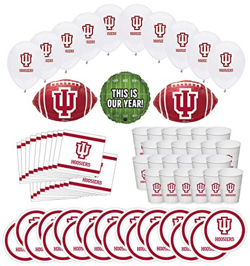 Mayflower Products Indiana Hoosiers Football Football Tailgating Party Supplies for 20 Guest and Balloon Bouquet Decorations