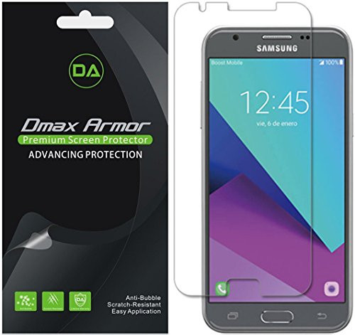 [6-Pack] Dmax Armor for Samsung Galaxy J3 (2017)/J3 Prime/J3 Emerge Screen Protector, Anti-Bubble High Definition Clear Shield - Lifetime Replacements Warranty- Retail Packaging