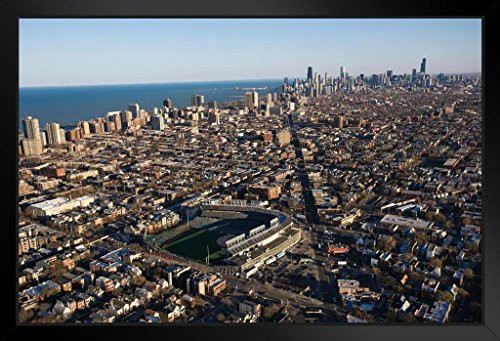Chicago Illinois Skyline with Wrigley Field Photo Black Wood Framed Art Poster 20x14 Chicago Illinois Skyline with Wrigley Field Photo Black Wood Framed Art Poster 20x14