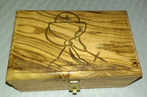 Bethlehem Gifts TM Handcarved Holy Land Olive Wood Rosary Jewelry Box (First Communion Large) Bethlehem Gifts TM Handcarved Holy Land Olive Wood Rosary Jewelry Box (First Communion Large)