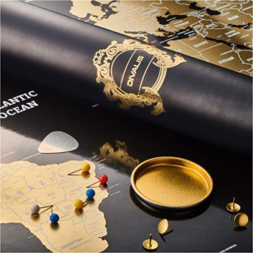 Scratch Off World Map - Extra Large - Black and Gold Scratchable World Map Poster - Best Travel World Map Gift - All Accessories - Premium Detailed Scratch Off Map of The World - for Globetrotters Scratch Off World Map - Extra Large - Black and Gold Scratchable World Map Poster - Best Travel World Map Gift - All Accessories - Premium Detailed Scratch Off Map of The World - for Globetrotters