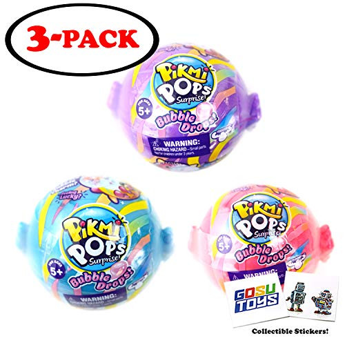 Pikmi Pops Surprise Bubble Drops Neon Wild Series (3 Pack) Purple Blue Pink and 2 GosuToys Stickers