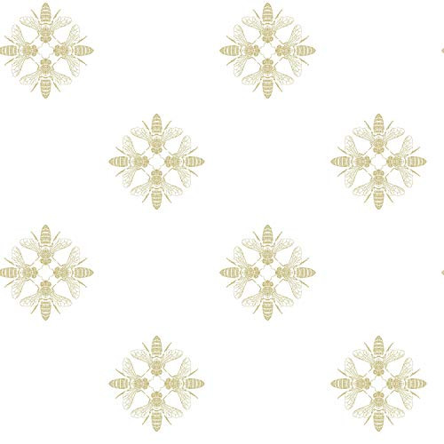 RoomMates RMK11474WP Honey Bee Peel and Stick Wallpaper, Gold