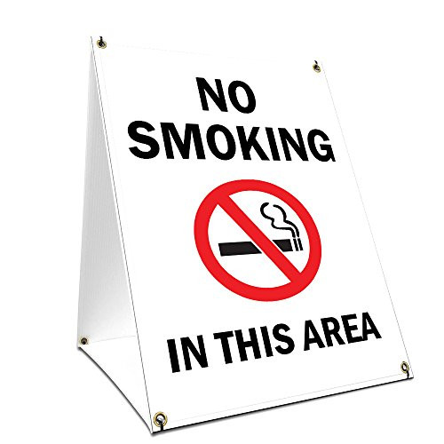 A-Frame Sidewalk No Smoking in This Area Sign with Graphics On Each Side | 18" X 24" Print Size