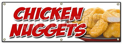 72" Chicken Nuggets Banner Sign Fried Nuggets Fingers tenders Food White