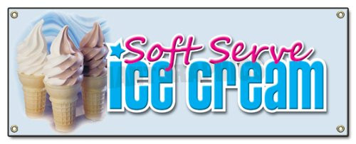 72" Soft Serve ICE Cream Banner Sign Shop Parlor Signs