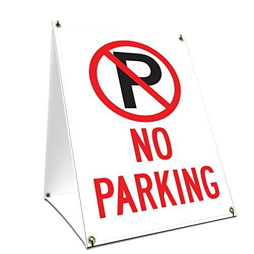 A-Frame Sidewalk No Parking Sign with Graphics On Each Side | 18" X 24" Print Size