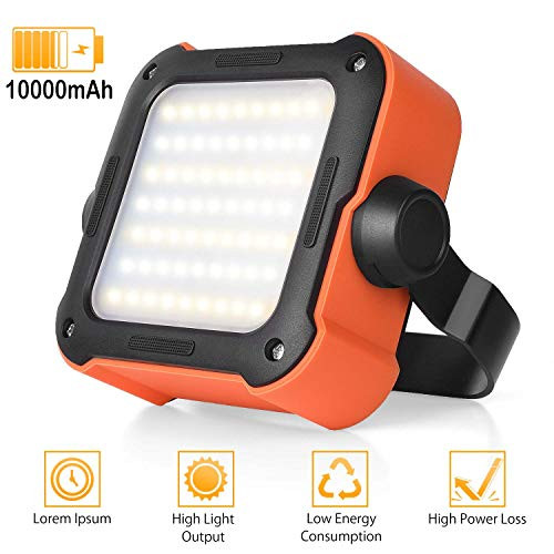 Portable LED Work Light, Rechargeable Waterproof LED Flood Light with 10000mAh Power Bank COB Work Lamp For Emergency,Car Repairing,Job Site Lighting,Camping,Hiking, with 15 Light Modes