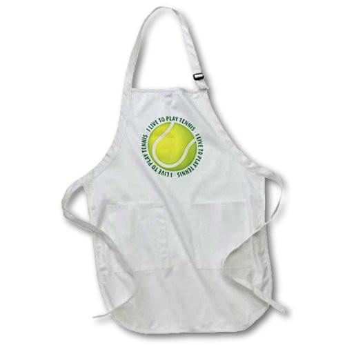 3dRose apr_41817_1 I Live to Play Tennis-Text Around Tennis Ball-Full Length Apron with Pockets, 22 by 30-Inch, White 3dRose apr_41817_1 I Live to Play Tennis-Text Around Tennis Ball-Full Length Apron with Pockets, 22 by 30-Inch, White