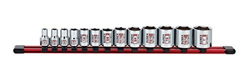 13Piece 3/8" Drive Chrome Socket Rail 6Pt SAE Standard