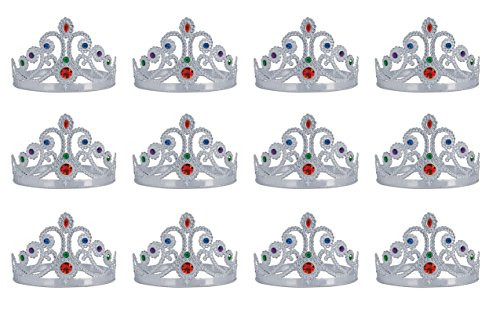 Beistle 60251-S 12-Pack Plastic Jeweled Queen-Feets Tiara, Silver