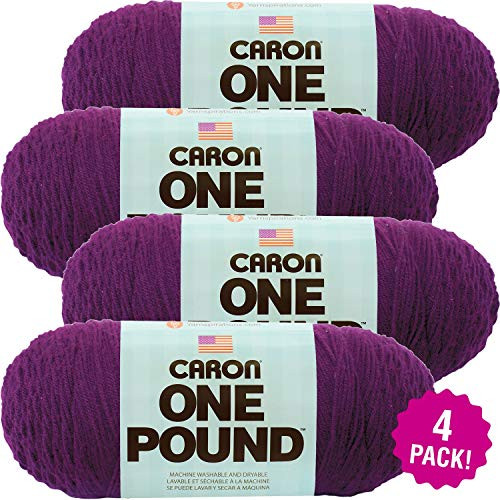Caron 99543 Purple, One Pound Yarn, Multipack of 4, 4 Pack