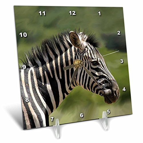 3dRose LLC Zebra Desk Clock, 6 by 6-Inch