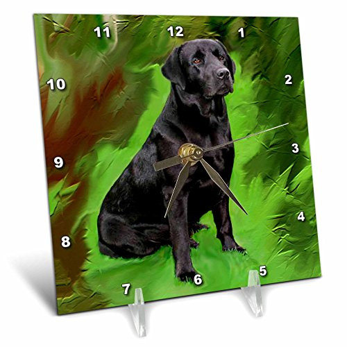 3dRose LLC Black Labrador Retriever Desk Clock, 6 by 6-Inch
