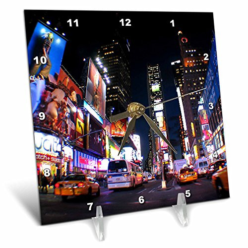 3dRose LLC New York City Times Square Desk Clock, 6 by 6-Inch