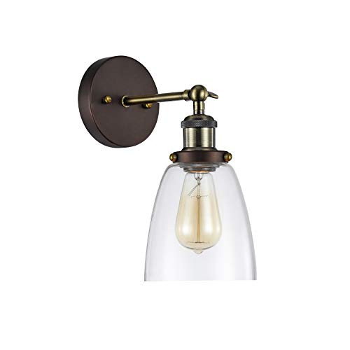 MICSIU 1-Light Industrial Wall Sconce Light Fixture Oil Rubbed Bronze Finish Clear Glass Shade MICSIU 1-Light Industrial Wall Sconce Light Fixture Oil Rubbed Bronze Finish Clear Glass Shade