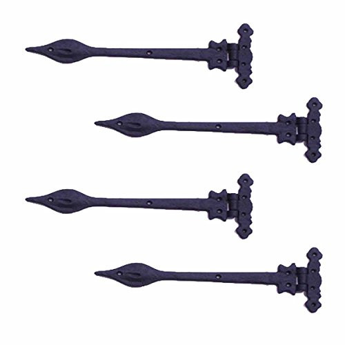 Renovators Supply Manufacturing Door Strap Hinges Wrought Iron 9" Inch Spear Tip Antique Reproduction Restoration Design for Gates Cabinets Chests Doors Set of 4