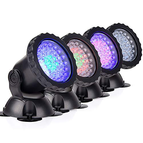 SHOYO Underwater Light, Waterproof IP 68 Submersible Spotlight with 36-LED 7W Bulbs Multi-Color Spot Light for Aquarium Garden Pond Pool Tank?NO Remote Control?