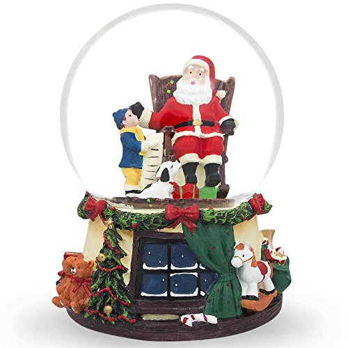 BestPysanky Boy and Dog Reading Gift List to Santa Musical Snow Globe