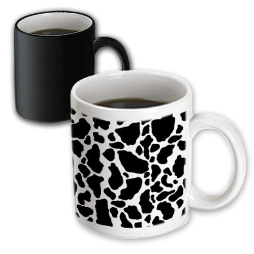 3dRose Black and White Cow Print Magic Transforming Mug, 11-Ounce