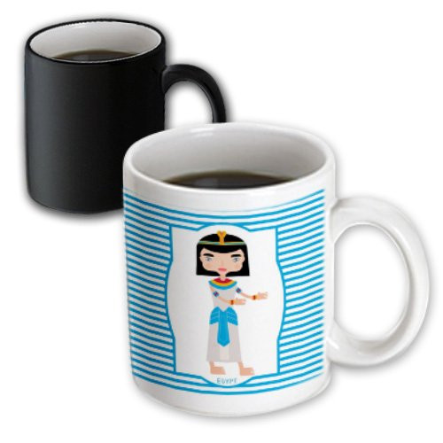 3dRose 160611_3 Egypt Representation By A Girl Dressed As Ancient Egyptian People Magic Transforming Mug 11 oz Black/White