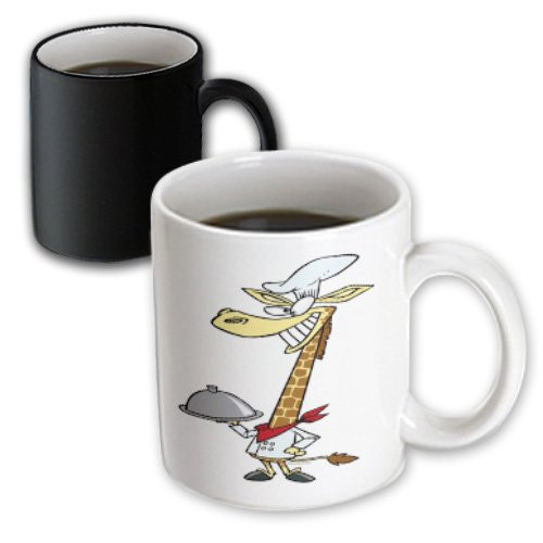 3dRose 104325_3 Silly Chef Cook Giraffe Cartoon Magic Transforming Mug 11 oz Black/White